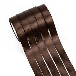 Ruban de satin à face unique, Ruban de polyester, brun coco, 1 pouce (25 mm) de large, 25yards / roll (22.86m / roll), 5 rouleaux / groupe, 125yards / groupe (114.3m / groupe)
