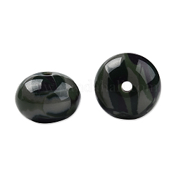 Perles en résine, pierre d'imitation, plat rond, gris ardoise foncé, 16x11mm, Trou: 2.1~2.3mm