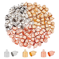 Nbeads 120 Stück 3 Farben Kordelendkappen, 8-mm-Kordellauf-Endkappen, einklebbare Endkappen, Lederkordelverschlüsse, Finding-Kit für die DIY-Quasten-Armband-Halsketten-Anhänger-Schmuckherstellung