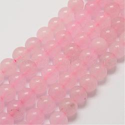 Rosa naturale fili di perle di quarzo, tondo, tinto, 10mm, Foro: 1 mm, circa 38pcs/filo, 15.7 pollice