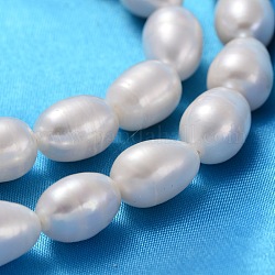 Grade B Natural Cultured Freshwater Pearl Beads Strands, DIY Material for Mother's Day Gift, Polished Rice, Natural Color, White, Size: about 11~12mm wide, 11~15mm long, hole: 0.8mm, about 28pcs/strand, 14.5~14.9 inch/strand