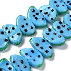 Chapelets de perles vernissées manuelles, fruit, bleu profond du ciel, 10x18.5x5mm, Trou: 1.6mm, Environ 25 pcs/chapelet, 9.76 pouce (24.8 cm)