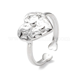Кольцо-манжета в форме сердца со звездой 304 из нержавеющей стали, настройки кольца для горного хрусталя, цвет нержавеющей стали, внутренний диаметр: 17 мм, пригодный для стразов 1 мм