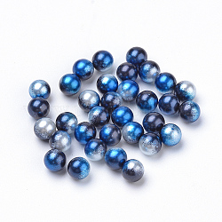 Cuentas de perlas de imitación acrílica arcoiris, gradiente de perlas de sirena, ningún agujero, redondo, azul medianoche, 8mm, aproximamente 2000 unidades / bolsa