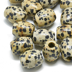 Natürliche dalmatinischen Jaspis Perlen, Großloch perlen, Fass, 17~19x15~16 mm, Bohrung: 5.5 mm