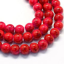 Back lackiertem Glas runde Perle Stränge, rot, 10~10.5 mm, Bohrung: 1.5 mm, ca. 85 Stk. / Strang, 31.4 Zoll