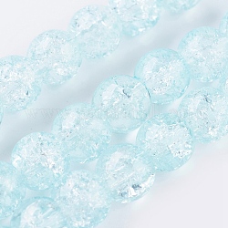 Zweifarbige Crackle Glasperlenstränge, Runde, azurblau, 8~8.5 mm, Bohrung: 1 mm, ca. 50~52 Stk. / Strang, 14.9 Zoll ~ 15.7 Zoll (38~40 cm)