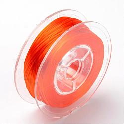 Hilo de cristal elástico plano teñido ecológico japonés, Hilo de cuentas elástico, para hacer la pulsera elástica, piso, naranja oscuro, 0.6mm, Alrededor de 60m / roll (65.62yards / roll)