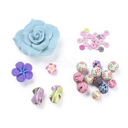 Handmade Polymer Clay & Porcelain Beads, Mixed Shapes, Mixed Color, 3~48x1~20mm, Hole: 1.5~2mm
