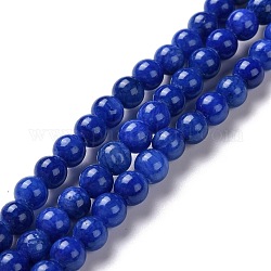 Natural Mashan Jade Round Beads Strands, Dyed, Midnight Blue, 8mm, Hole: 1mm, about 51pcs/strand, 15.7 inch
