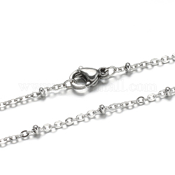304 de acero inoxidable Rolo cadenas collares, con cierre de langosta, color acero inoxidable, 17.7 pulgada (45 cm)