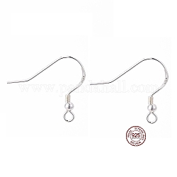 925 Sterling Silver Earring Hooks, with 925 Stamp, Silver, 18x19x2mm, Hole: 2mm, Pin: 0.6mm