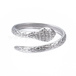 304 anillo de puño abierto con envoltura de serpiente de acero inoxidable para mujer, color acero inoxidable, nosotros tamaño 6 3/4 (17.1 mm)
