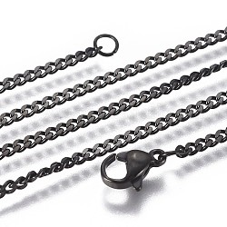 Collares de cadena de bordillo de 304 acero inoxidable, con cierre de pinza, electroforesis negro, 21.65 pulgada (55 cm)