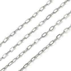 304 Stainless Steel Cable Chains, Soldered, Flat Oval, Stainless Steel Color, 4x2mm
