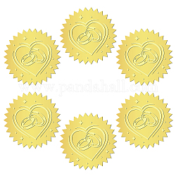 12 foglio di adesivi autoadesivi in lamina d'oro in rilievo, decalcomanie decorative con medaglia a punto rotondo per il sigillo della busta, anello, Dimensioni: su 165x211 mm, adesivi: 50mm, 12 fogli / set
