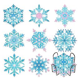 Наборы подставок для рождественских снежинок своими руками, алмазная живопись, включая держатель коврика для чашки, акриловая доска, сумка со стразами из смолы, алмазная липкая ручка, тарелка для подноса и клейкая глина, глубокое синее небо, 110 мм