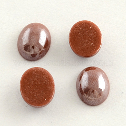 Pearlized Plated Opaque Glass Cabochons, Oval, Sienna, 10x8x4mm