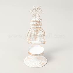Portacandele in ferro per natale, perfetta decorazione per feste in casa, pupazzo di neve, bianco antico, 73x174.5mm