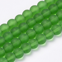 Transparente Glasperlen Stränge, matt, Runde, grün, 8 mm, Bohrung: 1.5 mm, ca. 42 Stk. / Strang, 11.8 Zoll