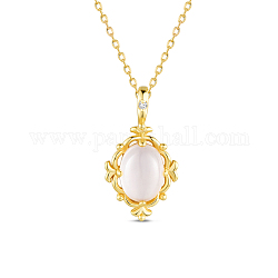 Ожерелье shegrace 925 из стерлингового серебра, С овальной кристаллической подвеской, золотые, 15.7 дюйм (40 см)