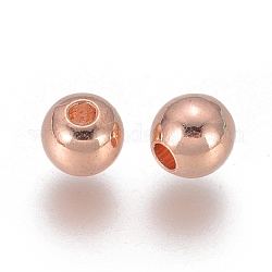 Perles séparateurs en laiton, ronde, or rose, 4mm, Trou: 1mm