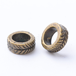 Tibetische Stil Legierung Großlochperlen, Großloch perlen, Donut, Cadmiumfrei und Nickel frei und Bleifrei, Antik Bronze, 7x3 mm, Bohrung: 4.5 mm