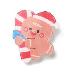 Broche de acrílico con tema navideño, con 201 perno de acero inoxidable, hombre de jengibre y bastón de caramelo, 33.5x30x6mm