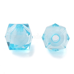 Perline acrilico trasparente, perline in perline, cubo sfaccettato, cielo blu, 10x9x9mm, Foro: 2 mm, circa 1050pcs/500g