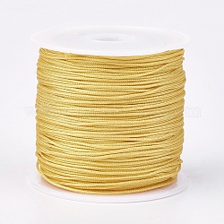 Нейлоновая нить, ювелирные изделия шнур нейлона для пользовательских ювелирных изделий делает тканые, желтые, 0.8 мм, около 49.21 ярда (45 м) / рулон
