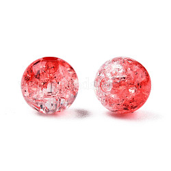 Perline di acrilico trasparente crackle, tondo, rosso, 8x7.5mm, Foro: 1.8 mm, su 1700pc / 500g
