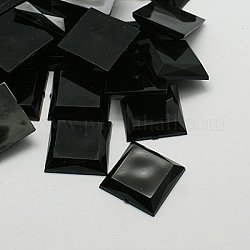 Imitation Taiwan Acrylic Rhinestone Cabochons, Flat Back & Faceted, Square, Black, 14x14x4mm
