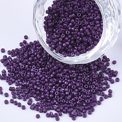 Perline di semi di cilindro di vernice da forno, taglia uniforme, porpora, 1.5~2x1~2mm, Foro: 0.8 mm, circa 4000pcs/scatola, su 50 g / borsa