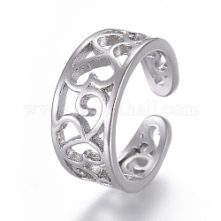 Регулируемые латунные кольца на мыске, открытые манжеты, открытые кольца, полый, платина, размер США 3 (14 мм)