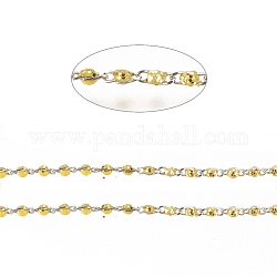 Handgefertigte Perlenkette aus Messing, Gliederketten, mit Emaille, langlebig plattiert, ungeschweißte, mit Spule, Gelb, 5x2x2 mm, ca. 32.8 Fuß (10m)/Rolle