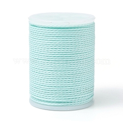 Cordón redondo de poliéster encerado, cordón encerado de taiwán, cuerda retorcida, cian claro, 1mm, alrededor de 12.02 yarda (11 m) / rollo