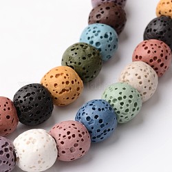 Fili tinti di perle di roccia lavica sintetica, 8~9mm, foro : about 2.5~3mm, circa 52pcs/filo, 15.5 pollice