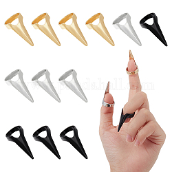 Nbeads 15 個 3 色鉄フィンガーネイルチップ爪リング  爪爪ネイルキャップカバーリング  女性の女の子のために  ミックスカラー  30x17.5mm  内径：15mm  5個/カラー