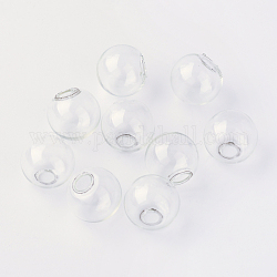 Runde mechanisierte Kugelkugelflaschen aus geblasenem Glas, für Ohrstecker oder Kunsthandwerk, Transparent, 16 mm, Halb Loch: 3~5 mm