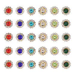 SUPERFINDINGS 600Pcs 8mm Flower Shape Rhinestone Sew on 6 Colors Bright Flat Back Beads Buttons Crystal Embellishments Buttons for Crafts Clothes Jewelry Making