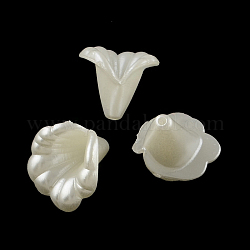 Blume abs Kunststoff Imitation Perle Perle Zapfen, creme-weiß, 15x14x14 mm, Bohrung: 1.5 mm