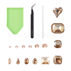 Kits de peinture diamant bricolage, y compris strass et cabochons pointus en verre, pinces en acier inoxydable, plaque de plateau et crayon pointillé sélecteur de strass, couleur mixte