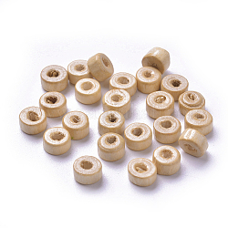 Perles en bois d'érable naturel, sans plomb, plat rond, teinte, beige, 6x3mm, Trou: 2mm, environ 2954 pcs/200 g