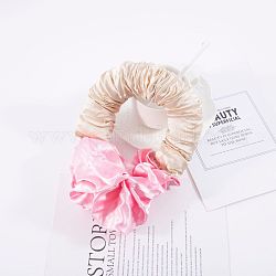 Pferdeschwanz-Haarband-Lockenwickler aus weicher Seide ohne Hitze für Frauen, Heatless Lockenwickler Stirnband, Perle rosa, 180x150 mm