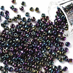 6/0 perles de rocaille en verre, couleurs métalliques, ronde, trou rond, colorées, 6/0, 4mm, Trou: 1mm, environ 500 pcs/50 g, 50 g / sac, 18 sacs/2 livres