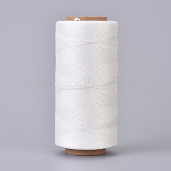 Cordón de poliéster encerado, cordón de micro macramé, hilo de coser encerado, piso, blanco, 0.8mm, alrededor de 284.33 yarda (260 m) / rollo