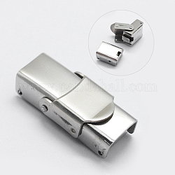 304 Stainless Steel Watch Band Clasps, Rectangle, Stainless Steel Color, 25.5x11.5x7.5mm