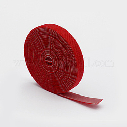 Nastri magici in nylon e poliestere, adesivo gancio e anello nastri, rosso, 25x1mm, circa 50m/rotolo