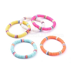 Bracciali per bambini, bracciali elasticizzati fatti a mano in perle di argilla polimerica, colore misto, diametro interno: 1-7/8 pollice (4.8 cm)