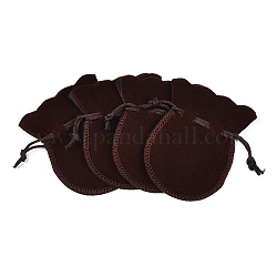 Samt-Taschen, Schmuckbeutel in Kalebassenform mit Kordelzug, Kokosnuss braun, 9x7 cm